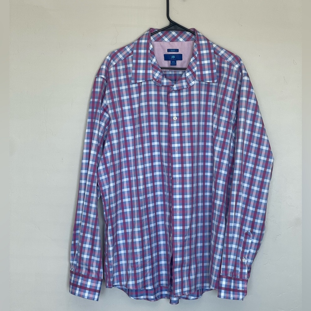 Egara Non Iron Slim Fit Casual Button Down Shirt.  Men’s XXL! Pinks and Blues